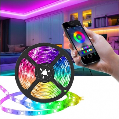 1-2-3-4-5 Metre RGB Çok Renkli Bluetooth Smart Şerit Led Işık 