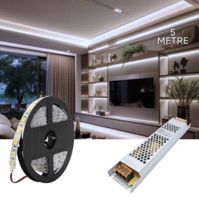 SB-6555 5 Metre Beyaz Led Işık Seti Gizli Tavan Işık Bandı Aydınlatma Ev Oda Salon TV Ünitesi Mutfak