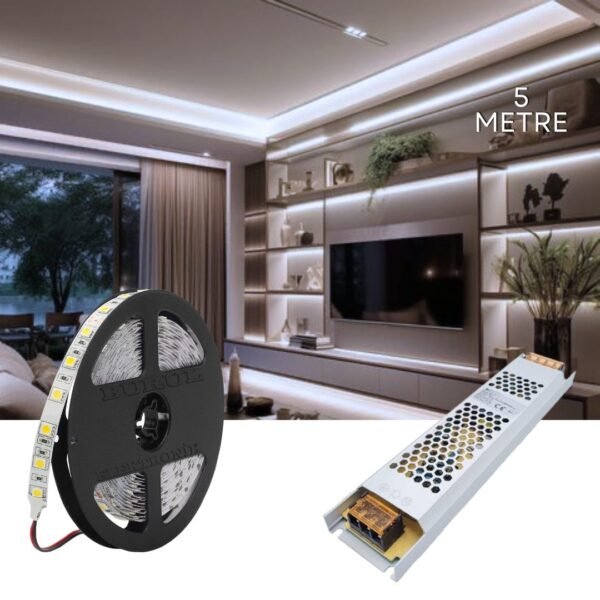 5 Metre Beyaz Led Işık Seti Gizli Tavan Işık Bandı Aydınlatma Ev Oda Salon TV Ünitesi Mutfak SB-6555