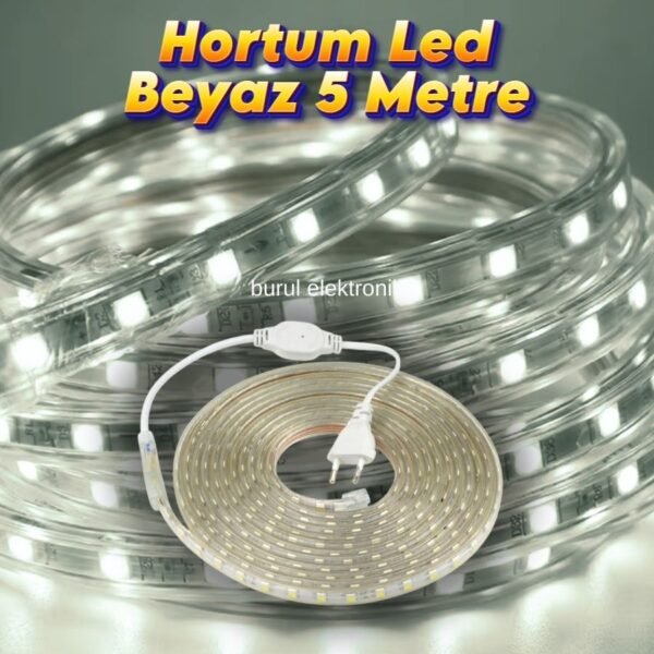 5 Metre Hortum Led Beyaz Işık Dış Mekan Fişli SB-6539