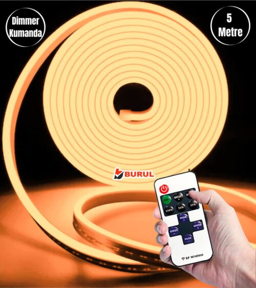 SB-6537 5 Metre Amber Işık Esnek Neon Led Şerit Dimmer Kumandalı Dekoratif Aydınlatma Seti