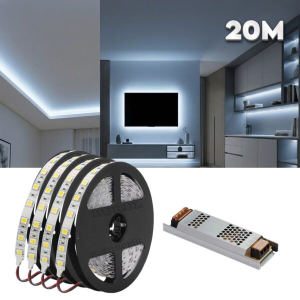 20m Beyaz Işık Gizli Işık Bandı Seti - Tavan, Tv Ünitesi, Mobilya, Salon Oda Ambiyans Aydınlatma