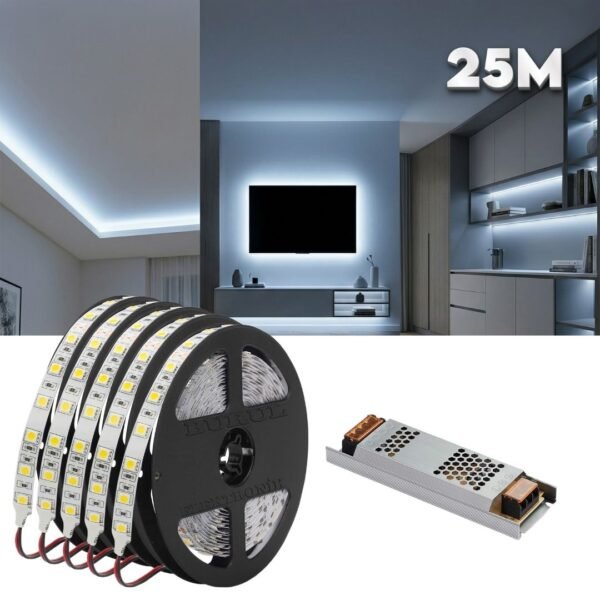 25m Beyaz Işık Gizli Işık Bandı Seti - Tavan, Tv Ünitesi, Mobilya, Salon Oda Ambiyans Aydınlatma