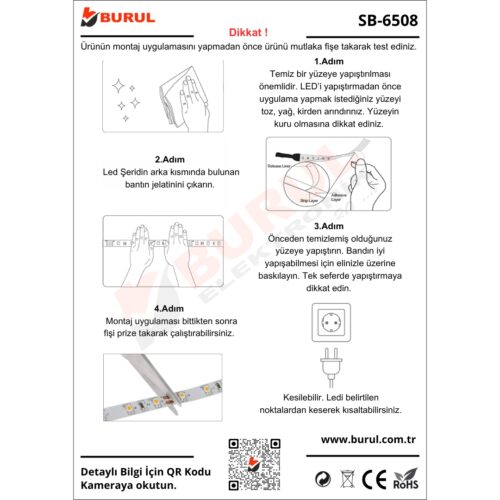 Sb-6548 30 Metre Gün Işığı Yapışkanlı Silikonlu Yüksek Lümen Şerit Led Işık Fişli Aydınlatma - Görsel 6