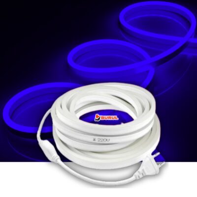 SB-6509 3 Metre Mavi Işık Neon Led Şerit Dış Mekan Silikonlu Esnek Dekoratif Aydınlatma 220v Fişli