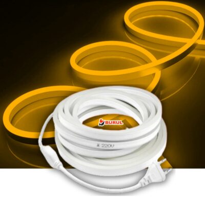 SB-6509 3 Metre Amber Işık Neon Led Şerit Dış Mekan Silikonlu Esnek Dekoratif Aydınlatma 220v Fişli