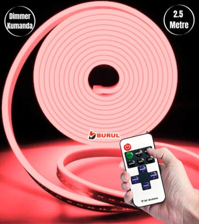 2.5 Metre Kırmızı Işık Esnek Neon Led Şerit Dimmer Kumandalı Dekoratif Aydınlatma Seti SB-6538