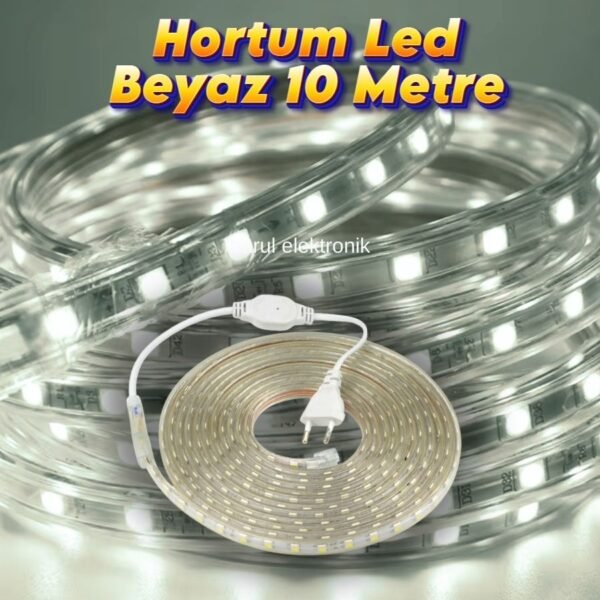 10 Metre Hortum Led Beyaz Işık Dış Mekan Fişli SB-6539