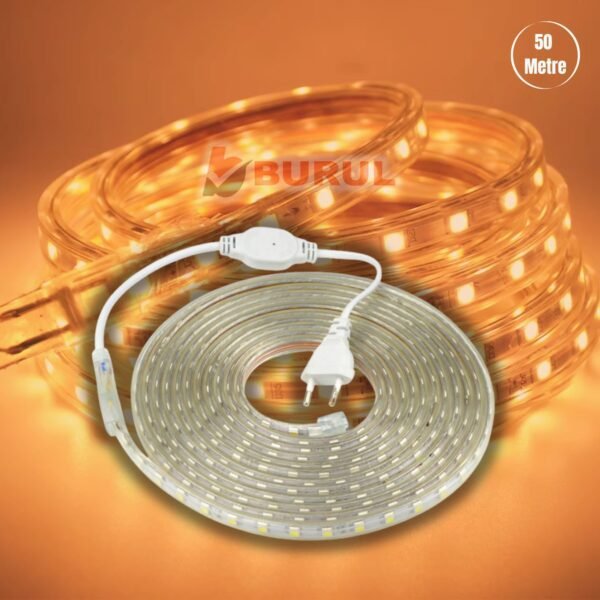 SB-6539 50 Metre Amber Işık Hortum Şerit Led Dış Ortam Aydınlatma 220v Fişli