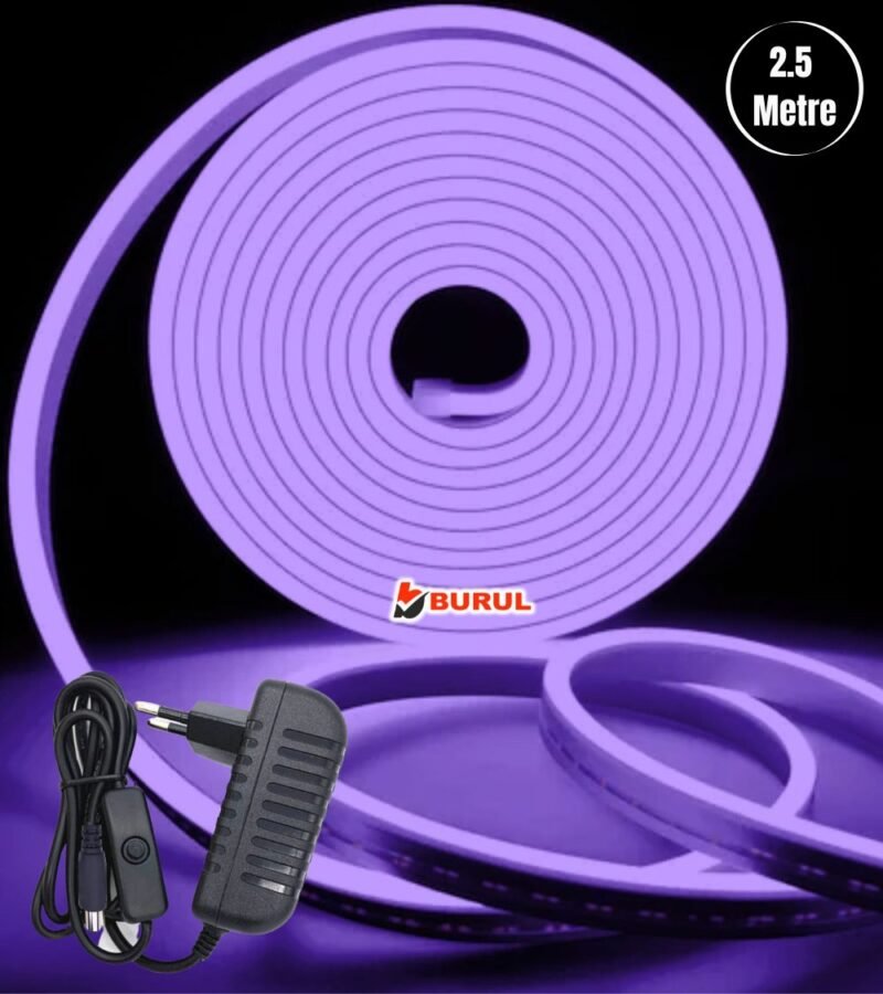 2.5 Metre Mor Işık Esnek Neon Led Şerit Butonlu Dekoratif Aydınlatma Seti SB-6536