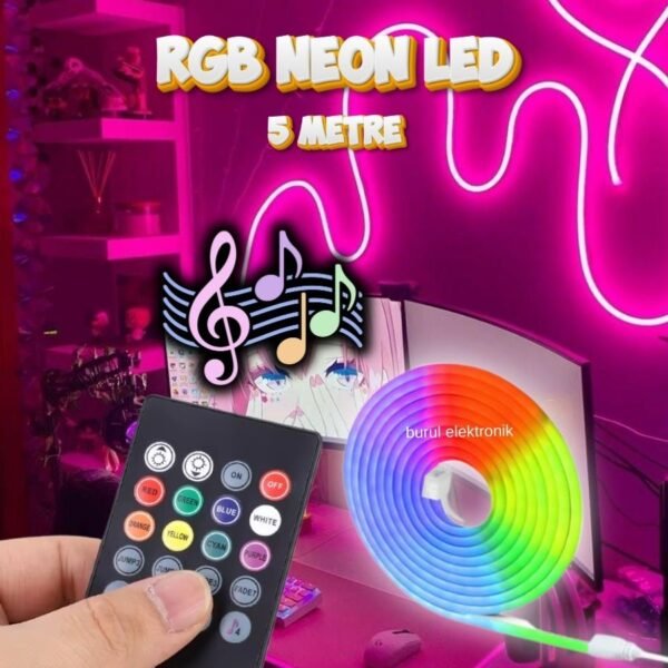 5 Metre Sese Duyarlı ve Kumandalı Rgb Neon Led SB-6561