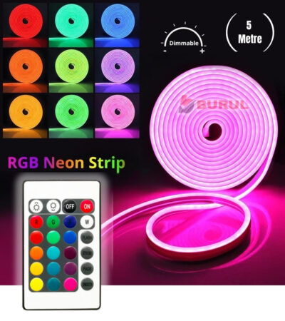 SB-6560 5 Metre 16 Renk Kumandalı Renk Değiştiren RGB Neon Led Şerit Işık Seti