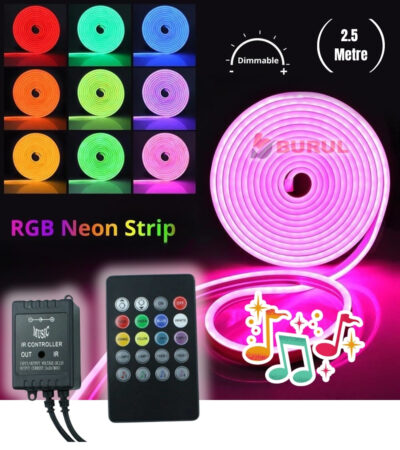 SB-6561 2.5 Metre 8 Renk Sese Duyarlı Renk Değiştiren RGB Neon Led Şerit Işık Seti