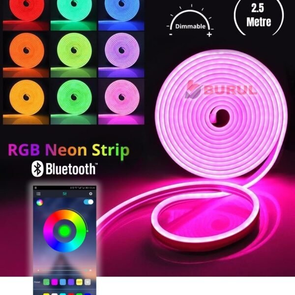 2.5 Metre 256 Renk Bluetooth Kontrol Renk Değiştiren RGB Neon Led Şerit Işık Seti SB-6563