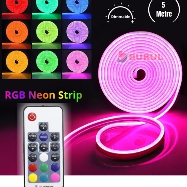 5 Metre 20 Renk RF Kumandalı Renk Değiştiren RGB Neon Led Şerit Işık Seti SB-6562