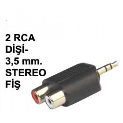 2 RCA DİŞİ TO 3,50 MM STEREO JAK ADAPTÖR 5 ADET