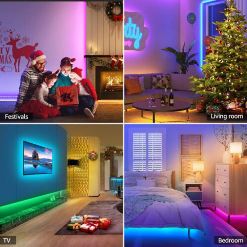 SB-6547 2.5 Metre 256 Renk Bluetooth APP Kontrol Renk Değiştiren RGB Şerit Led Işık Seti - Görsel 6