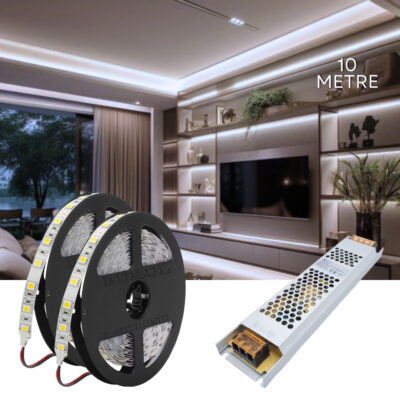 SB-6555 10 Metre Beyaz Led Işık Seti Gizli Tavan Işık Bandı Aydınlatma Ev Oda Salon TV Ünitesi Mutfak