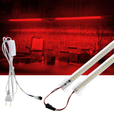 SB-6553 2 Adet 100 Cm 220v Şeffaf Çubuk Bar Led Kırmızı Işık ve Butonlu Fiş