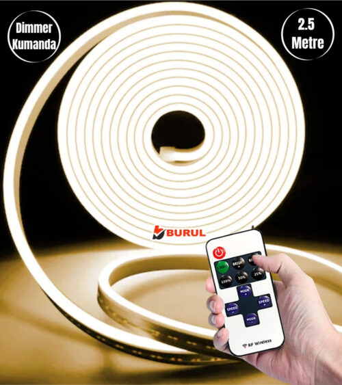 2.5 Metre Gün Işığı Esnek Neon Led Şerit Dimmer Kumandalı Dekoratif Aydınlatma Seti SB-6538