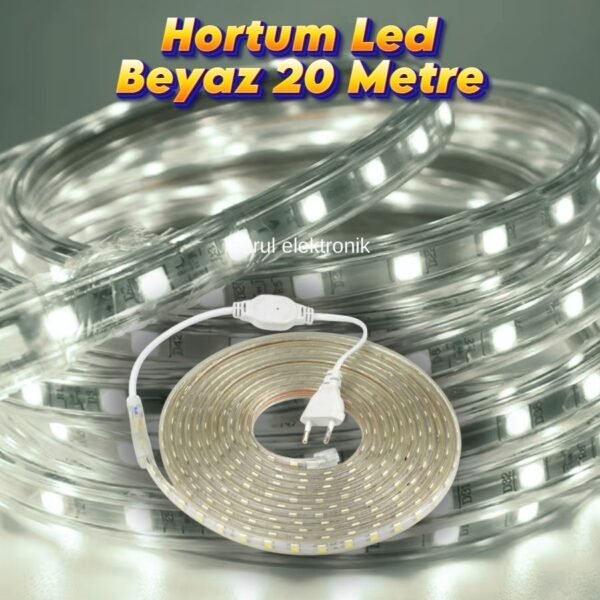 20 Metre Hortum Led Beyaz Işık Dış Mekan Fişli SB-6539