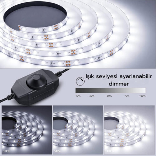 SB-6513 5 Metre Dimmer Anahtarlı Beyaz Işık Şerit Led Seti - Görsel 2