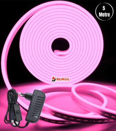 SB-6535 5 Metre Pembe Işık Esnek Neon Led Şerit Butonlu Dekoratif Aydınlatma Seti