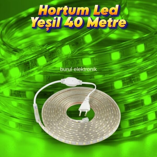 40 Metre Hortum Led Yeşil Işık Dış Mekan Fişli SB-6539