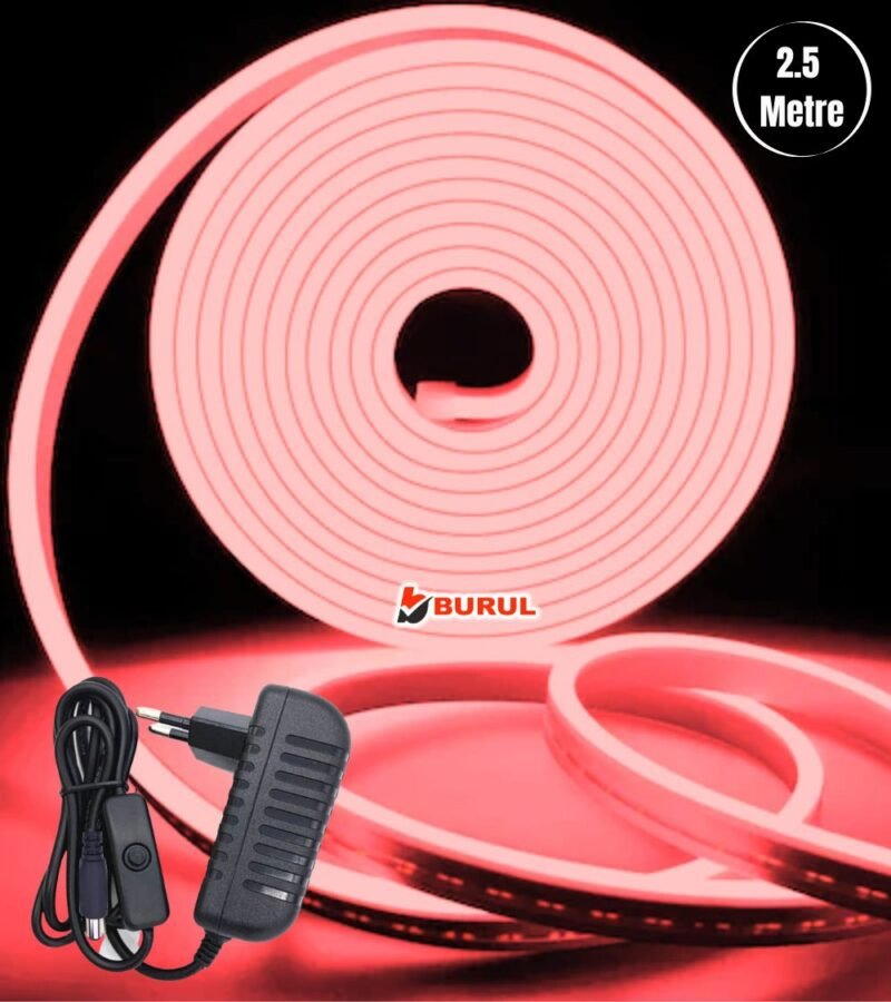 2.5 Metre Kırmızı Işık Esnek Neon Led Şerit Butonlu Dekoratif Aydınlatma Seti SB-6536
