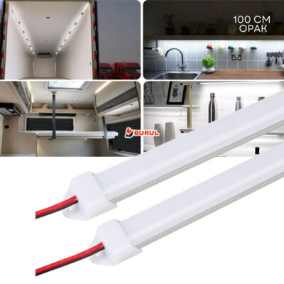 SB-6552 2 Adet Alüminyum Kasalı Yüksek Lümen 4014 Bar Led 12 Volt Beyaz 100 Cm Opak Karavan Tekne