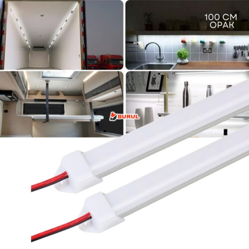 SB-6552 2 Adet Alüminyum Kasalı Yüksek Lümen 4014 Bar Led 12 Volt Beyaz 100 Cm Opak Karavan Tekne