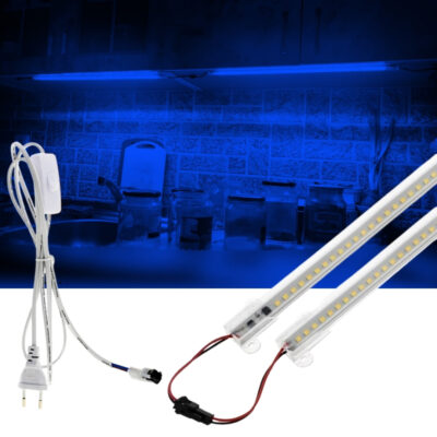 SB-6553 2 Adet 50 Cm 220v Şeffaf Çubuk Bar Led Mavi Işık ve Butonlu Fiş