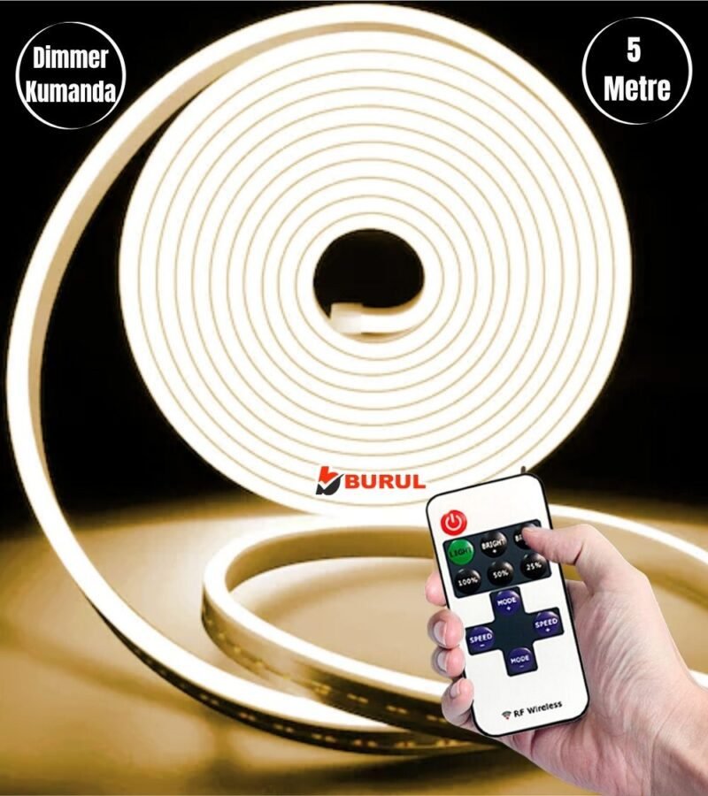 5 Metre Gün Işığı Esnek Neon Led Şerit Dimmer Kumandalı Dekoratif Aydınlatma Seti SB-6537