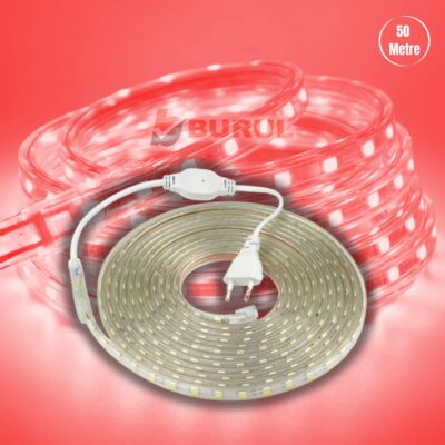 SB-6539 50 Metre Kırmızı Işık Hortum Şerit Led Dış Ortam Aydınlatma 220v Fişli