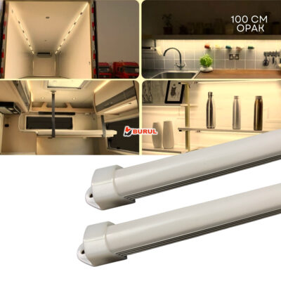 SB-6550 - 2 Adet Alüminyum Kasa Çubuk Led 12 Volt Gün Işığı 100 Cm Opak Karavan Tekne Otomobil