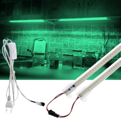 SB-6553 2 Adet 100 Cm 220v Şeffaf Çubuk Bar Led Yeşil Işık ve Butonlu Fiş