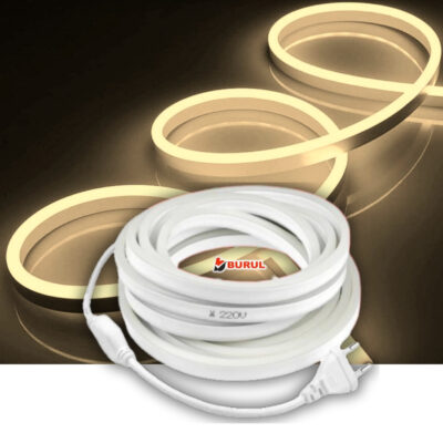 SB-6509 2 Metre Gün ışığı Neon Led Şerit Dış Mekan Silikonlu Esnek Dekoratif Aydınlatma 220v Fişli