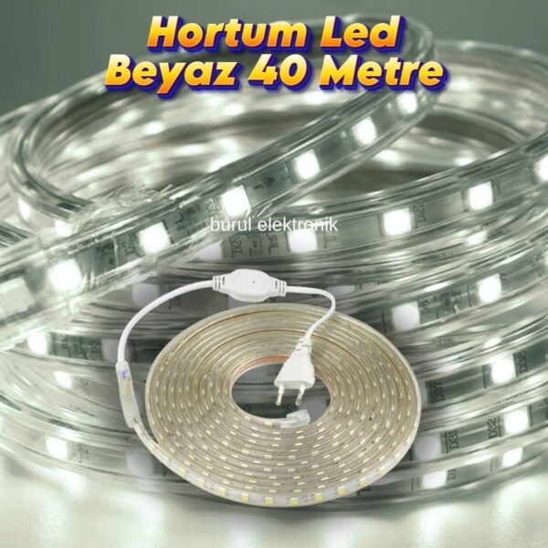 40 Metre Hortum Led Beyaz Işık Dış Mekan Fişli SB-6539