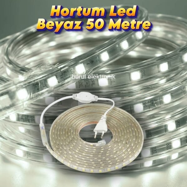 50 Metre Hortum Led Beyaz Işık Dış Mekan Fişli SB-6539