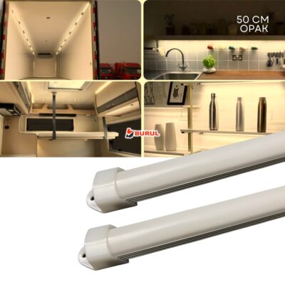 SB-6550 - 2 Adet Alüminyum Kasa Çubuk Led 12 Volt Gün Işığı 50 Cm Opak Karavan Tekne Otomobil