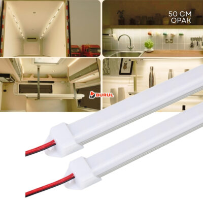 SB-6551 2 Adet Alüminyum Kasalı 5630 Bar Led 12 Volt Gün Işığı 50 Cm Opak Karavan Tekne Otomobil