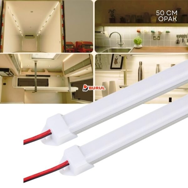 SB-6552 2 Adet Alüminyum Kasalı Yüksek Lümen 4014 Bar Led 12 Volt Gün ışığı 50 Cm Opak Karavan Tekne