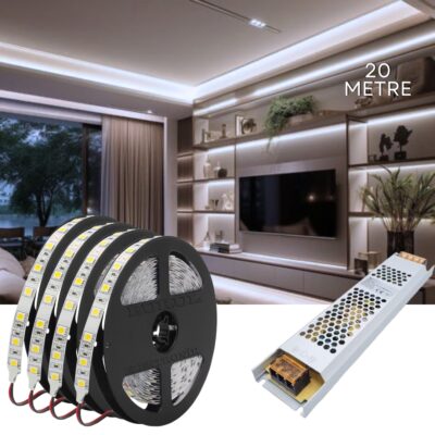 SB-6555 20 Metre Beyaz Led Işık Seti Gizli Tavan Işık Bandı Aydınlatma Ev Oda Salon TV Ünitesi Mutfak