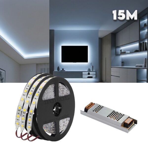 15m Beyaz Işık Gizli Işık Bandı Seti - Tavan, Tv Ünitesi, Mobilya, Salon Oda Ambiyans Aydınlatma