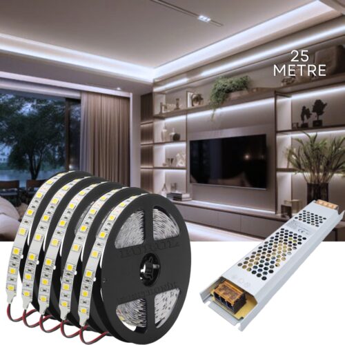 SB-6555 25 Metre Beyaz Led Işık Seti Gizli Tavan Işık Bandı Aydınlatma Ev Oda Salon TV Ünitesi Mutfak