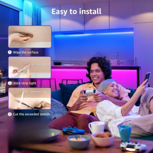 SB-6547 2.5 Metre 256 Renk Bluetooth APP Kontrol Renk Değiştiren RGB Şerit Led Işık Seti - Görsel 2