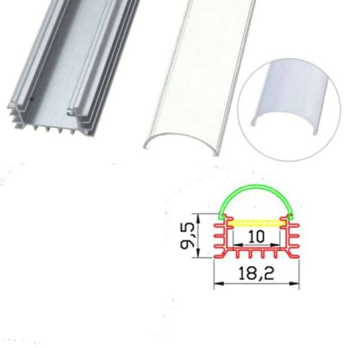 50 Cm Alüminyum Boş Kasa Led Profili Şeffaf - Görsel 2