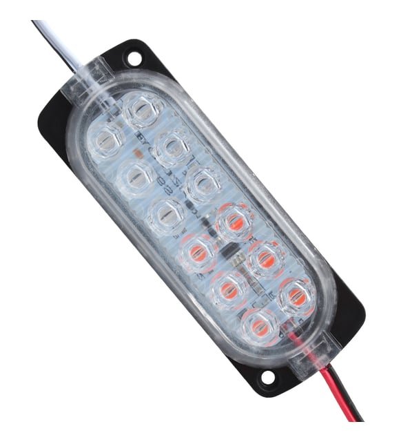 2.4w Mercekli Modül Led Kırmızı - Beyaz Yanıp Sönen Animasyonlu 12 Volt