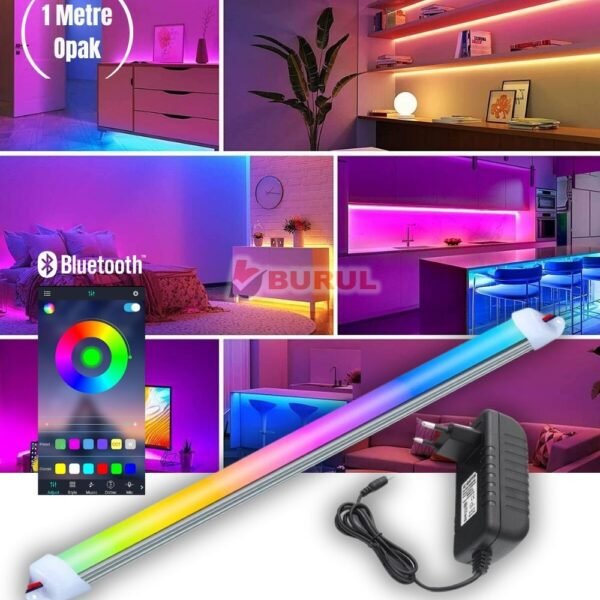 1 Metre Opak 256 Renk Bluetooth Kontrol RGB Çubuk Şerit Led Renk Değiştiren Led Işık SB-6543