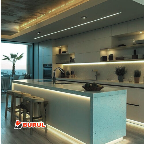 SB-6557 2.5 Metre Beyaz Şerit Led Işık Dimmer Kumandalı Mutfak Tezgah Çalışma Masası Raf Işık - Görsel 5